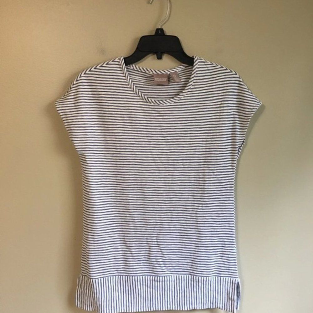 Chico's size 0 striped short‎ sleeved blue top